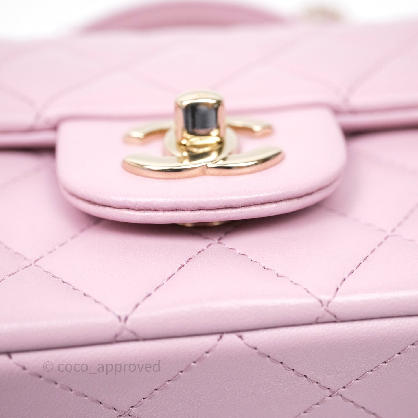 Chanel Top Handle Mini Rectangular Flap Lilac Pink Lambskin Gold Hardware