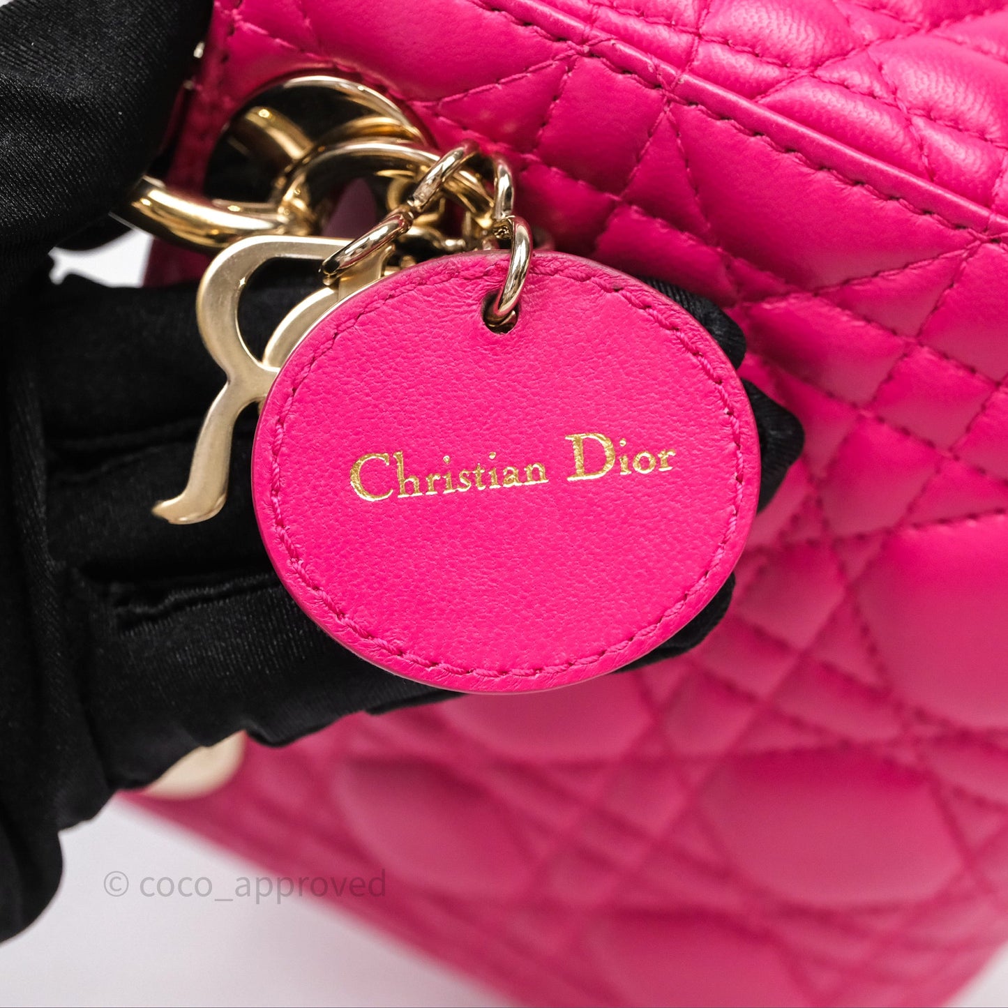 Christian Dior Mini Lady Dior Hot Pink Patent Gold Hardware
