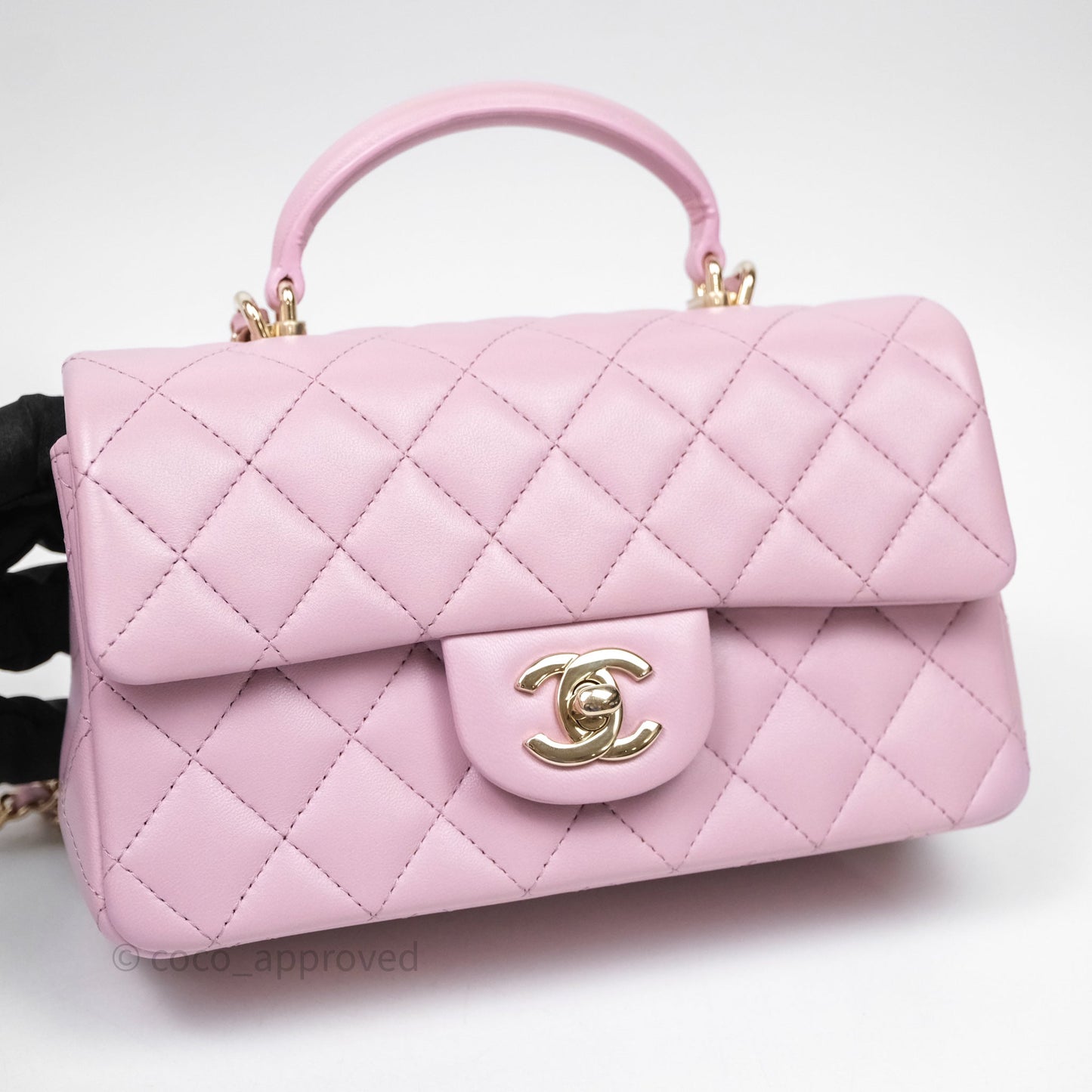 Chanel Top Handle Mini Rectangular Flap Lilac Pink Lambskin Gold Hardware