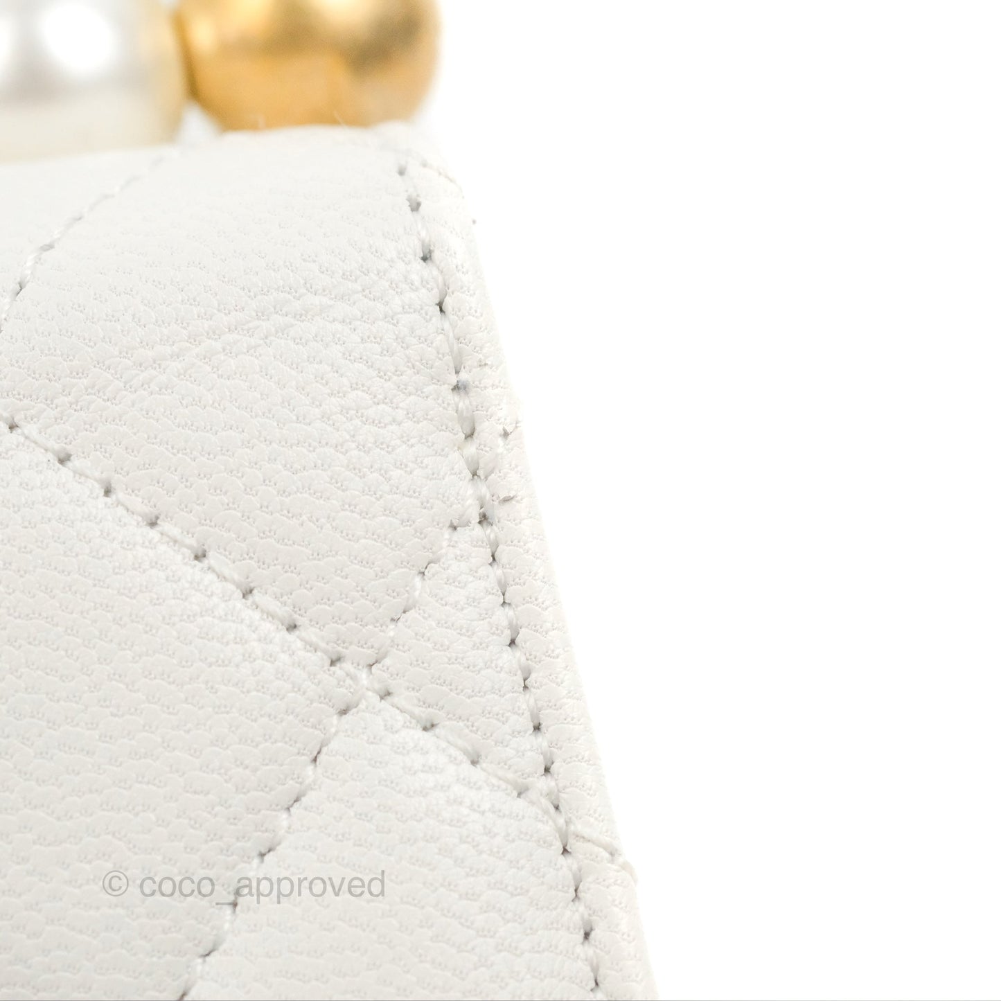 Chanel Quilted Chic Pearls Flap White Goatskin Aged Gold Hardware