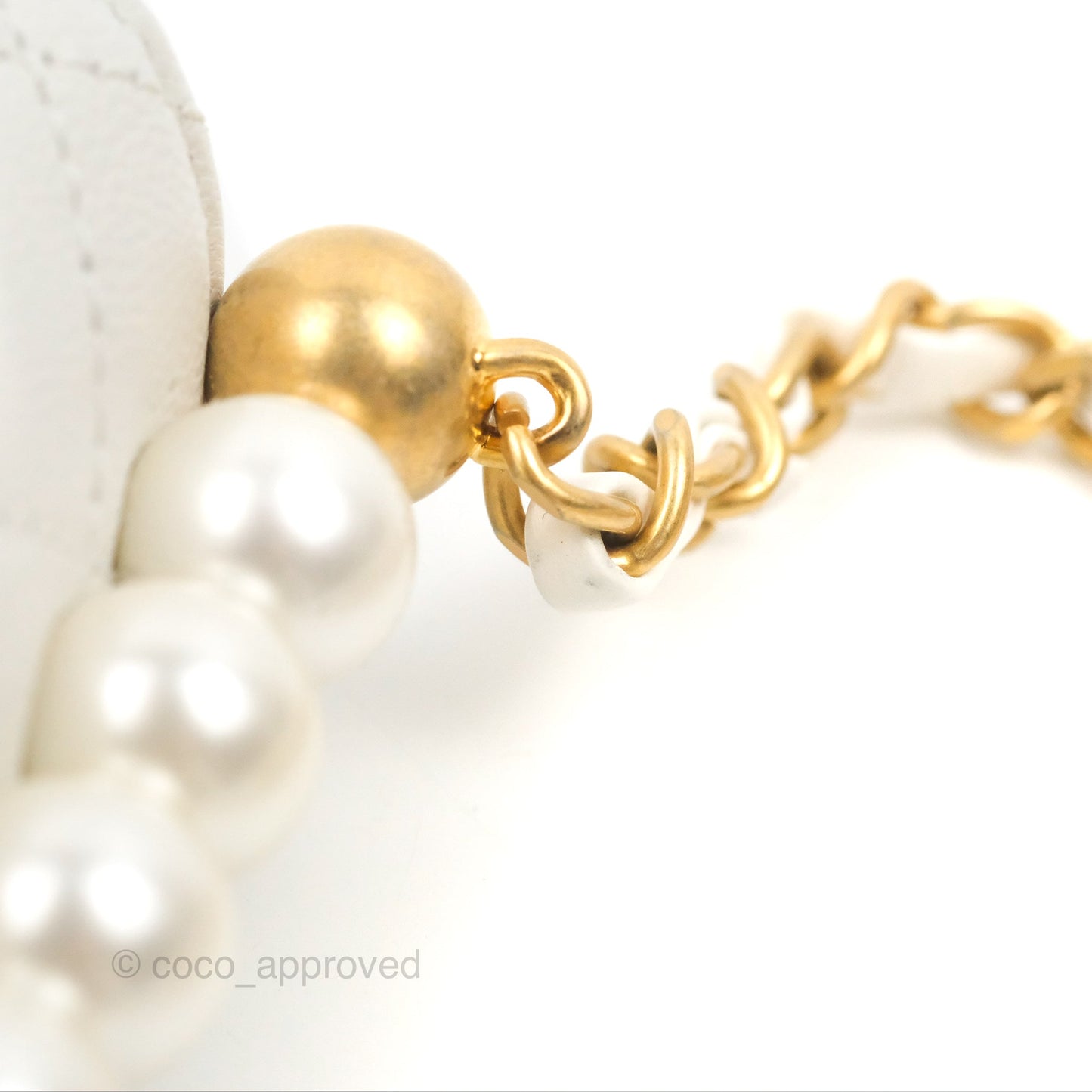 Chanel Quilted Chic Pearls Flap White Goatskin Aged Gold Hardware
