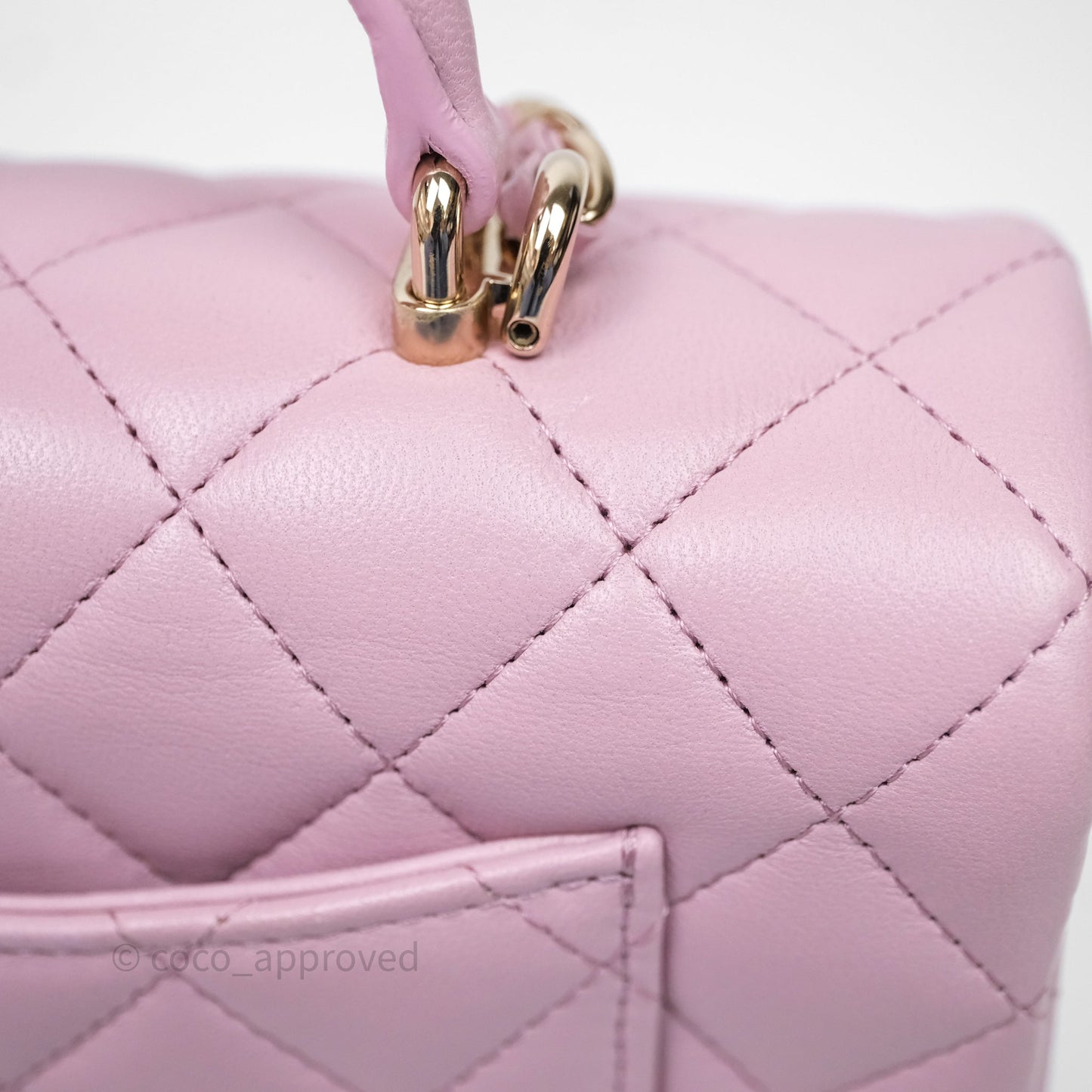 Chanel Top Handle Mini Rectangular Flap Lilac Pink Lambskin Gold Hardware
