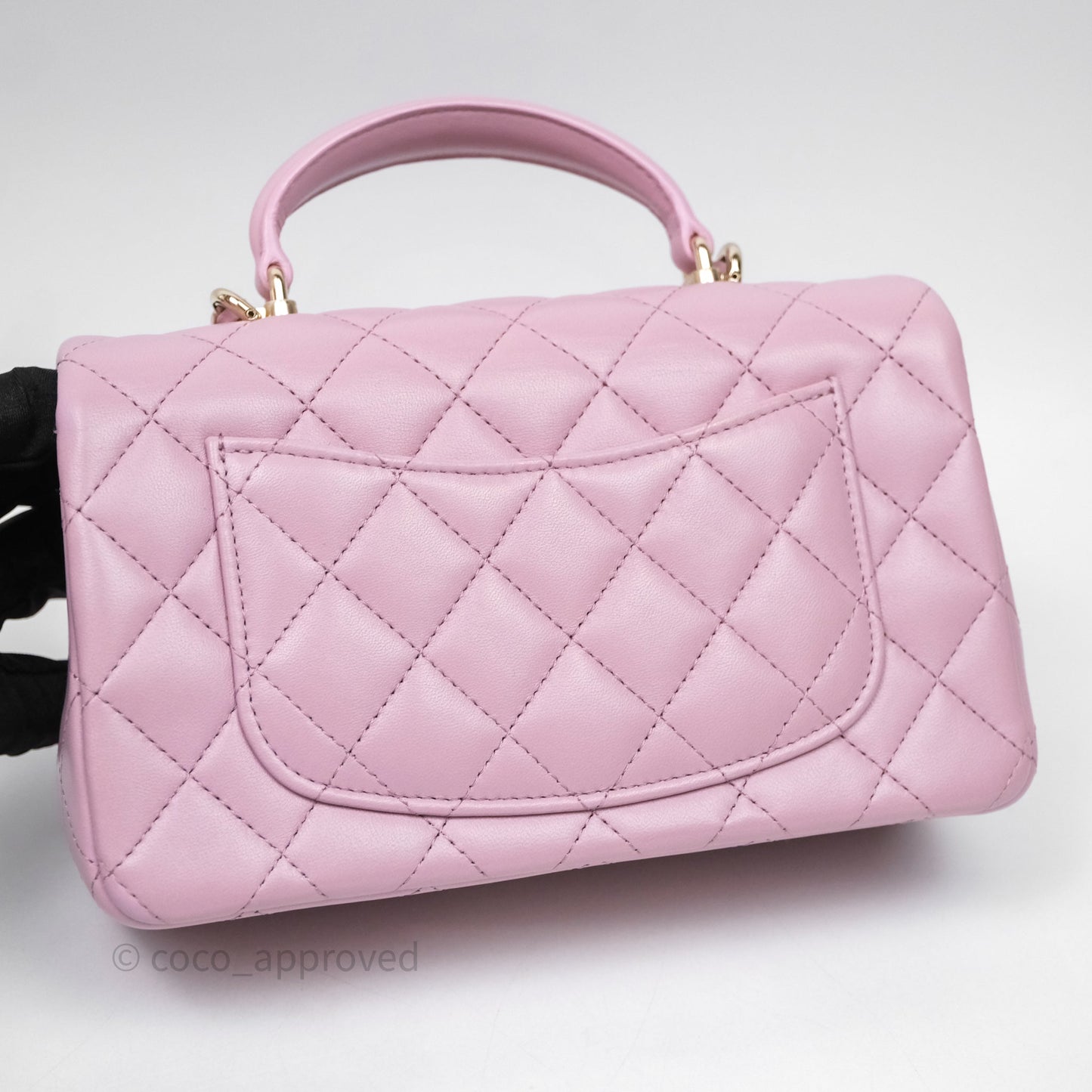 Chanel Top Handle Mini Rectangular Flap Lilac Pink Lambskin Gold Hardware