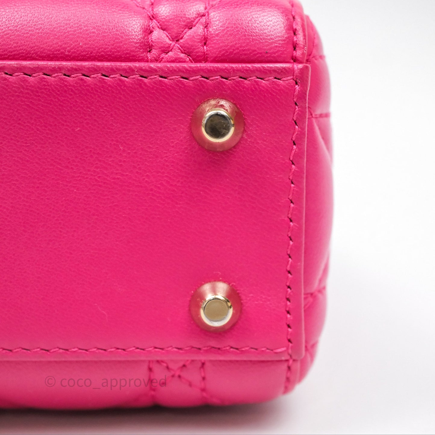 Christian Dior Mini Lady Dior Hot Pink Patent Gold Hardware