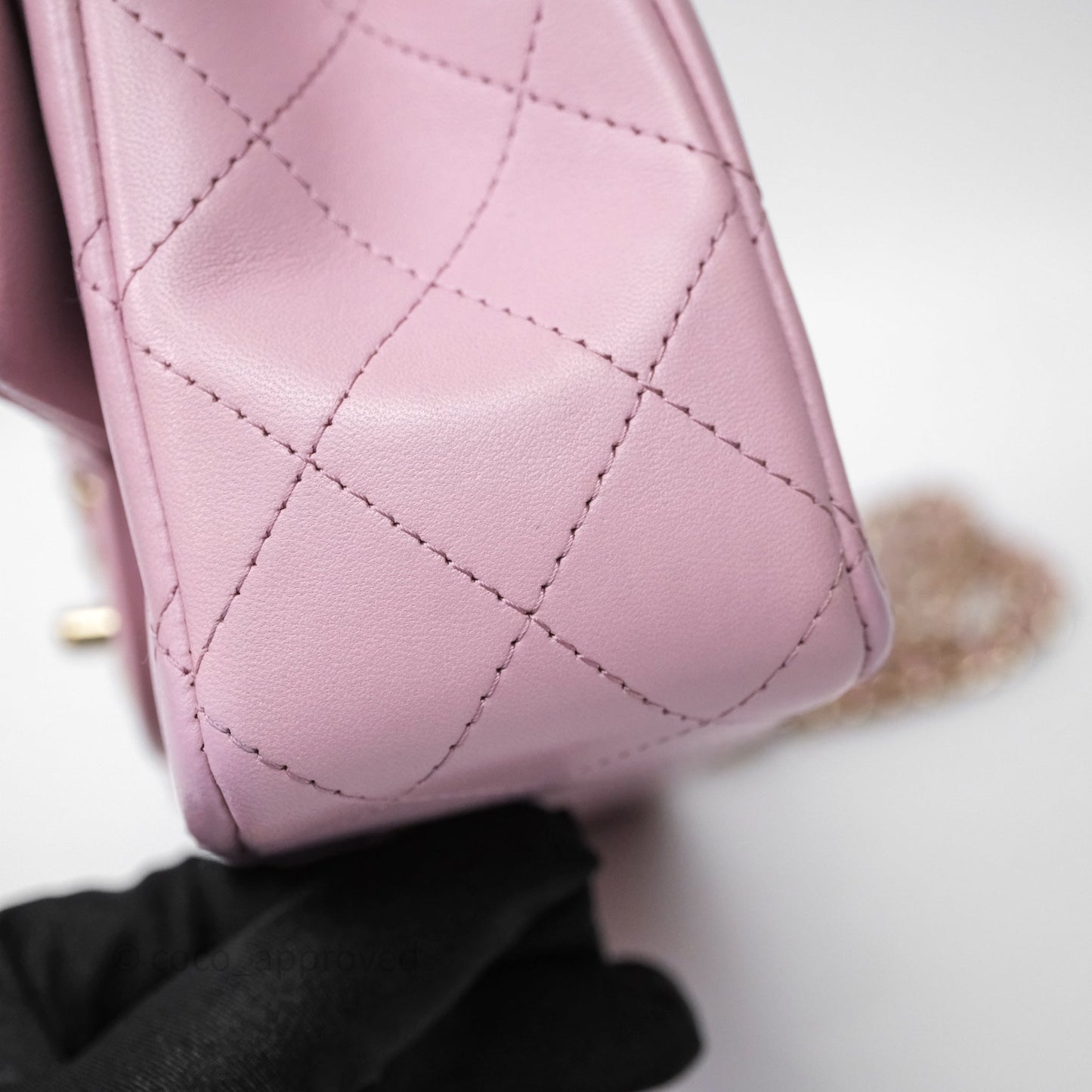 Chanel Top Handle Mini Rectangular Flap Lilac Pink Lambskin Gold Hardware