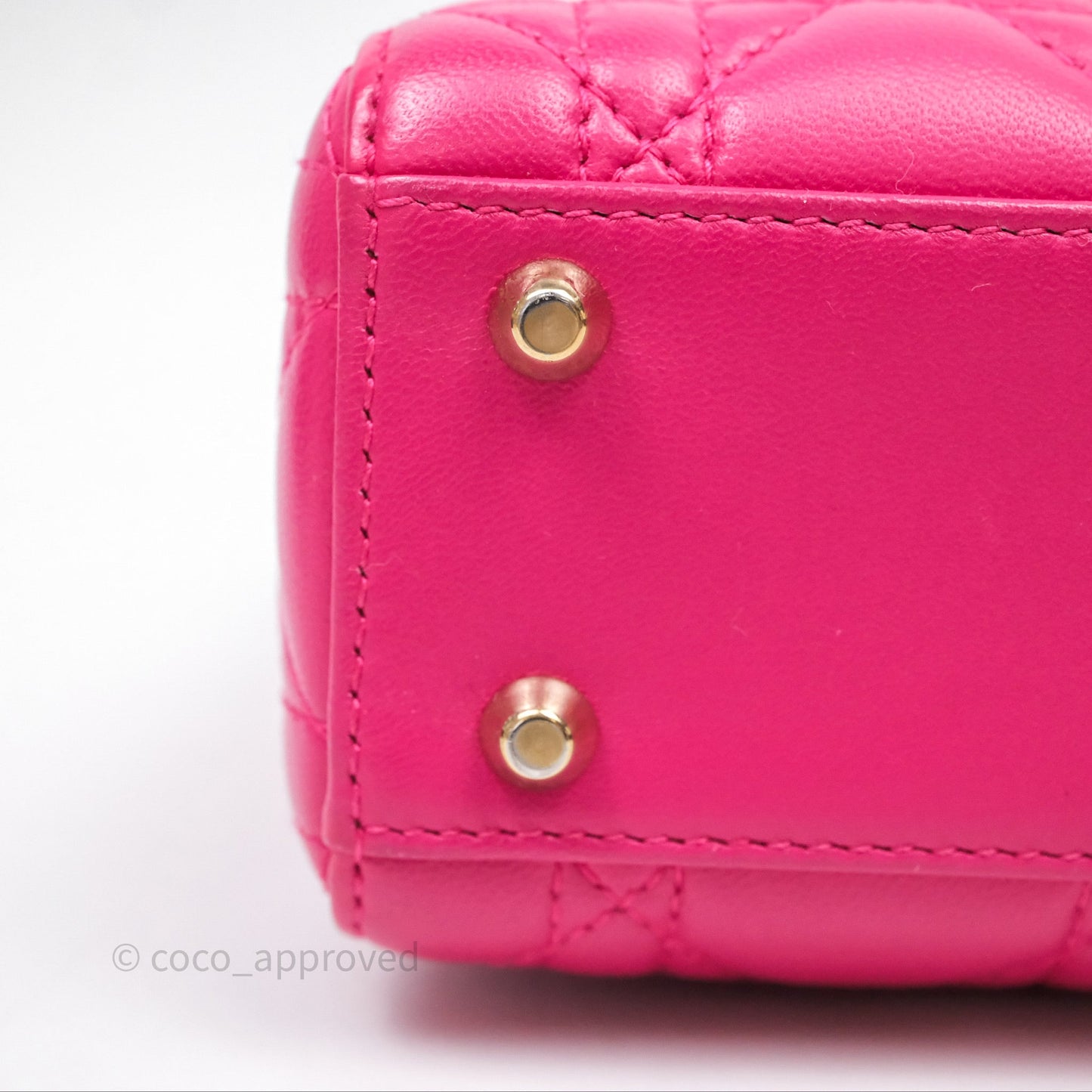 Christian Dior Mini Lady Dior Hot Pink Patent Gold Hardware