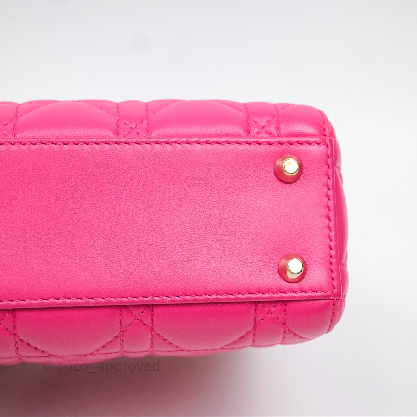 Christian Dior Mini Lady Dior Hot Pink Patent Gold Hardware