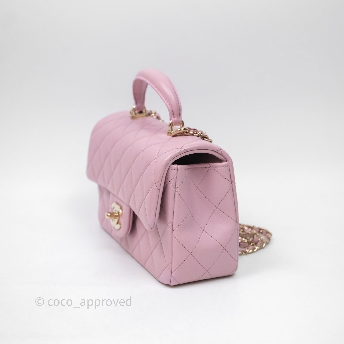 Chanel Top Handle Mini Rectangular Flap Lilac Pink Lambskin Gold Hardware