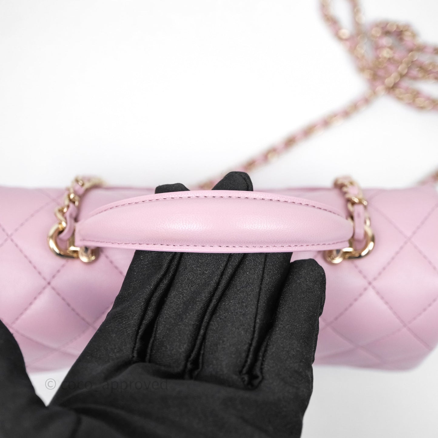 Chanel Top Handle Mini Rectangular Flap Lilac Pink Lambskin Gold Hardware