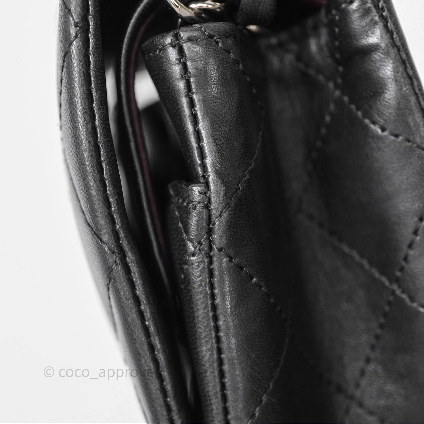 Chanel Classic M/L Medium Flap Quilted Black Lambskin Silver Hardware