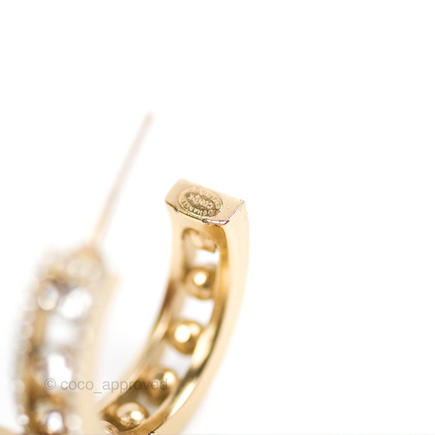 Chanel CC Crystal Hoop Earrings Gold Tone 20K