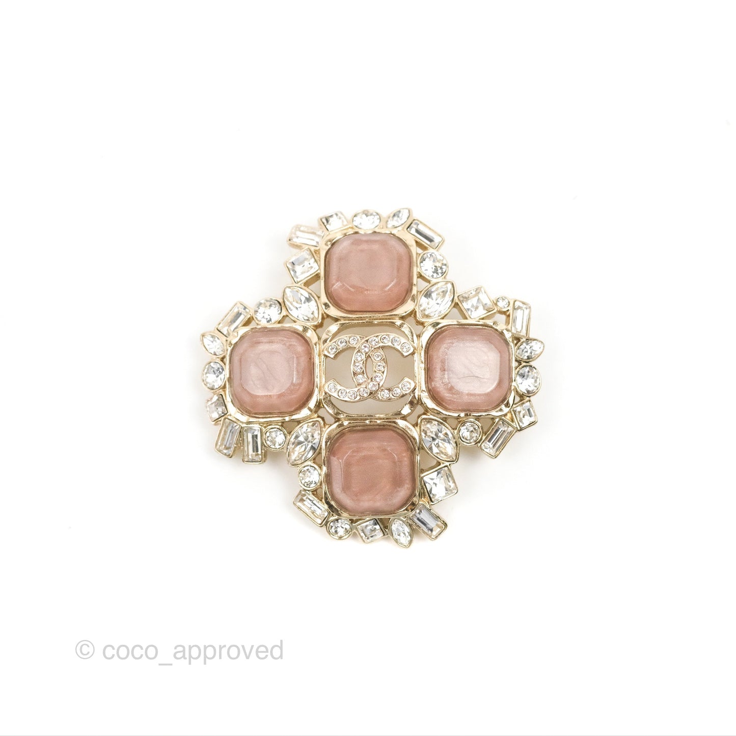 Chanel Cross Crystal Resin CC Brooch Gold Tone 23P