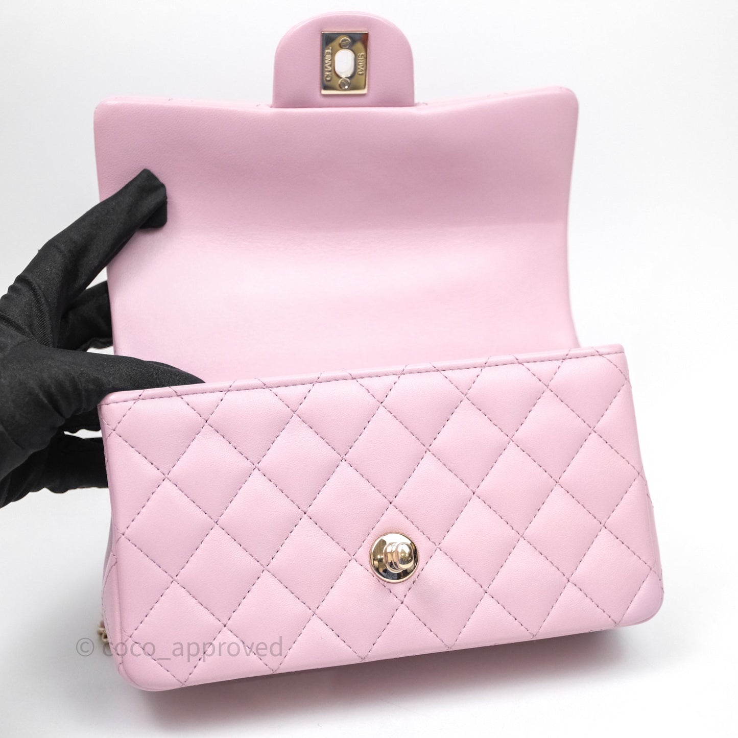 Chanel Top Handle Mini Rectangular Flap Lilac Pink Lambskin Gold Hardware