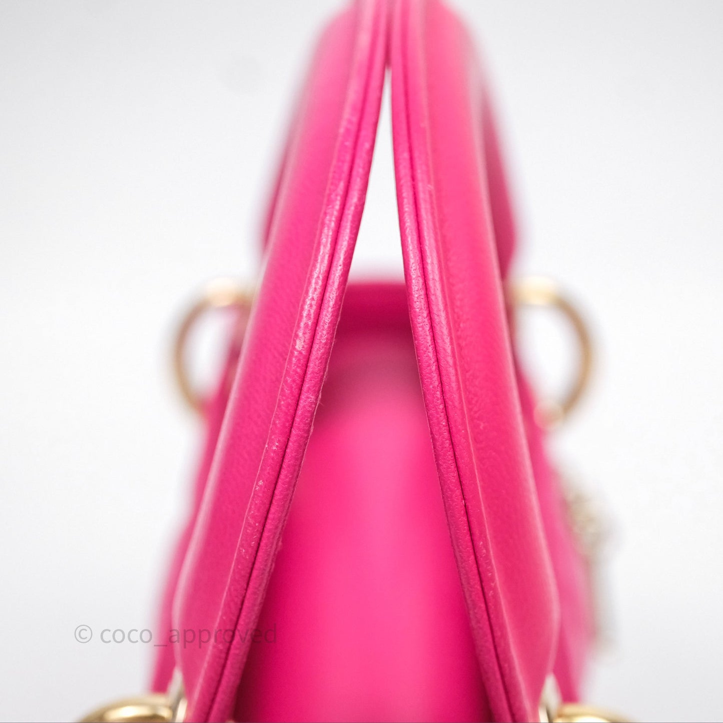 Christian Dior Mini Lady Dior Hot Pink Patent Gold Hardware