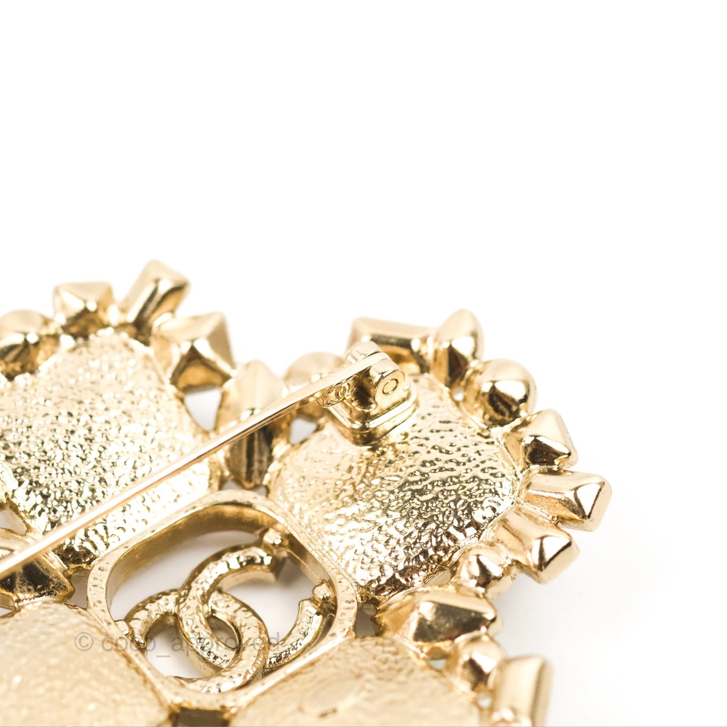 Chanel Cross Crystal Resin CC Brooch Gold Tone 23P