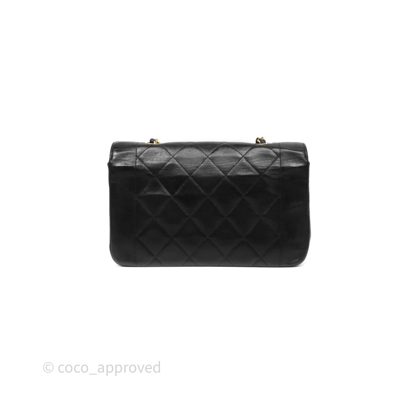 Chanel Vintage Small Diana Bag Quilted Black Lambskin 24K Gold Hardware