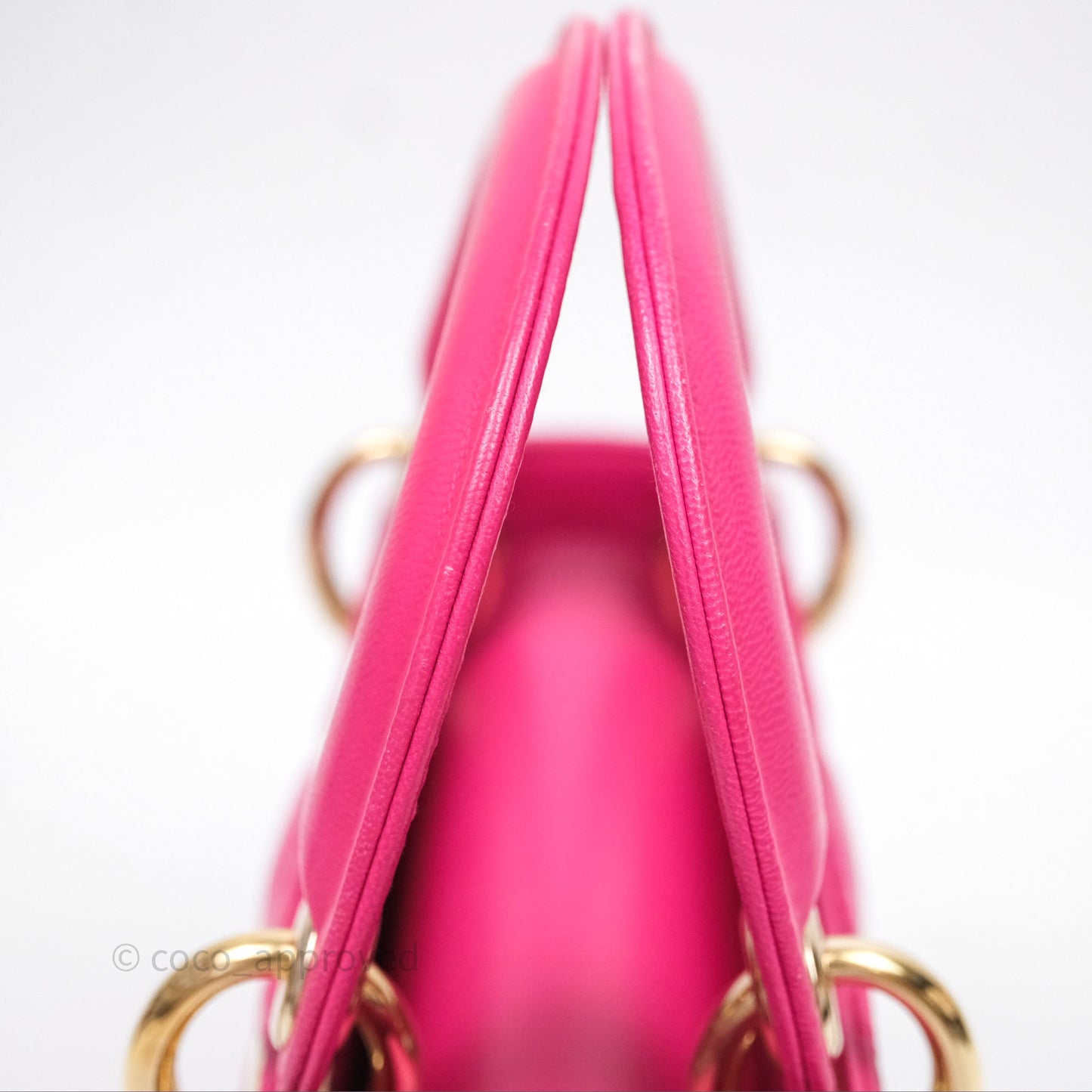 Christian Dior Mini Lady Dior Hot Pink Patent Gold Hardware