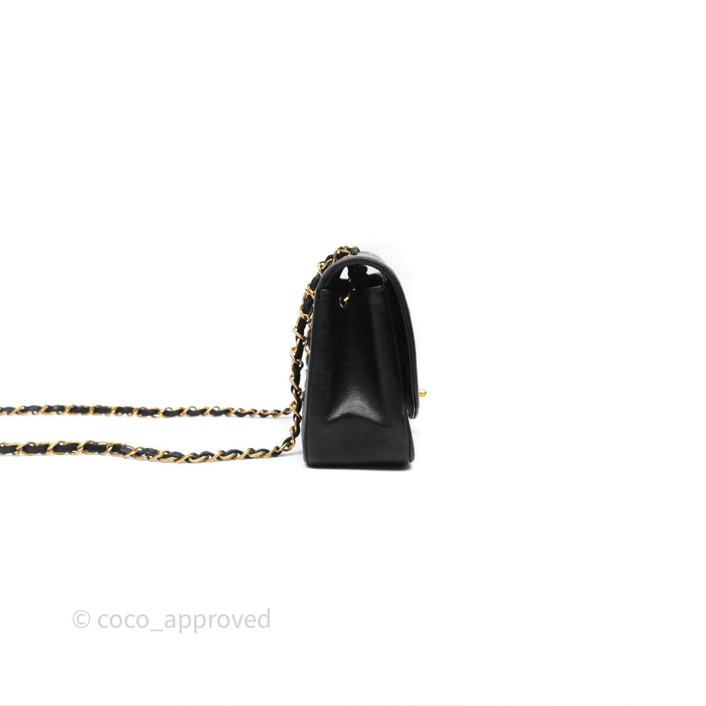 Chanel Vintage Small Diana Bag Quilted Black Lambskin 24K Gold Hardware
