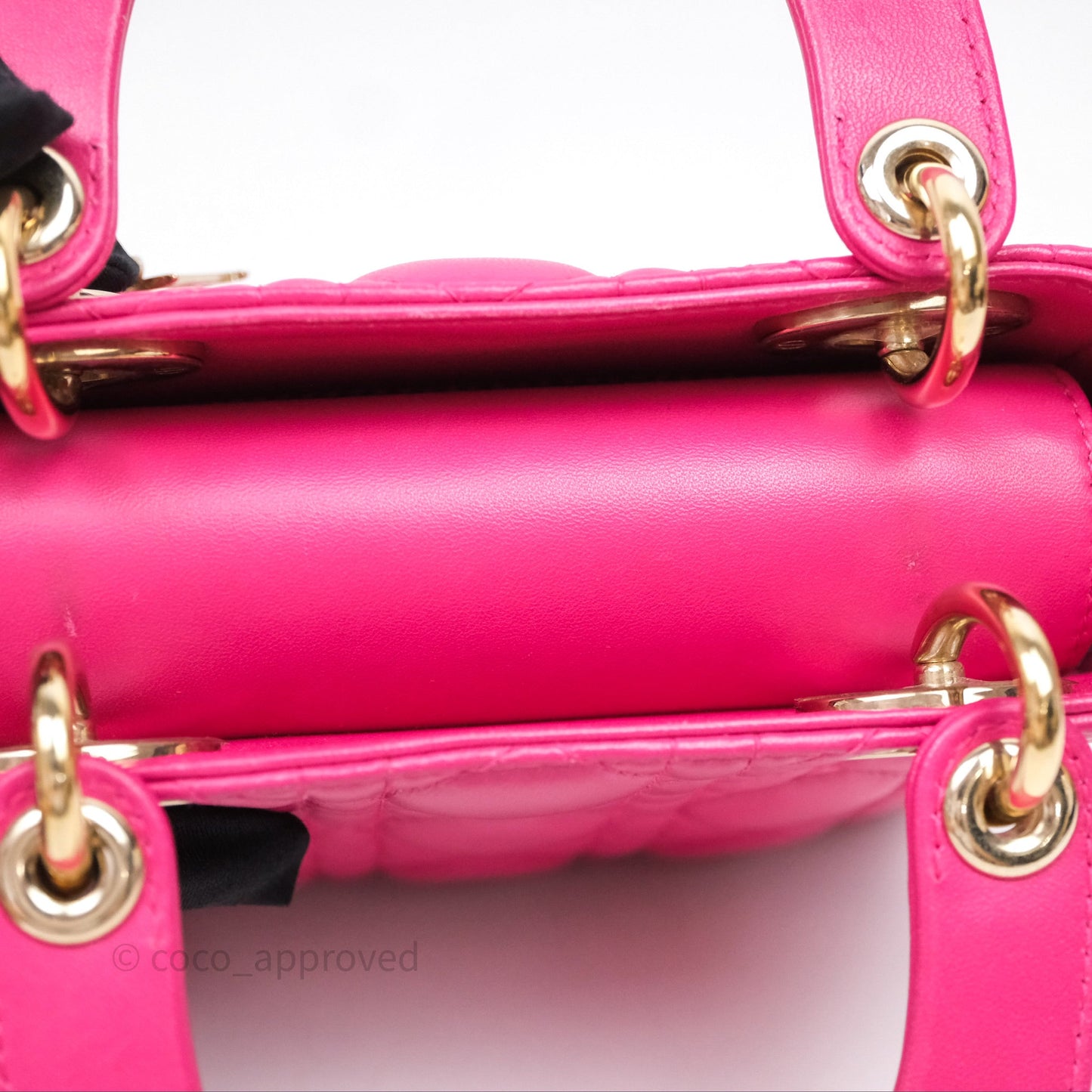 Christian Dior Mini Lady Dior Hot Pink Patent Gold Hardware