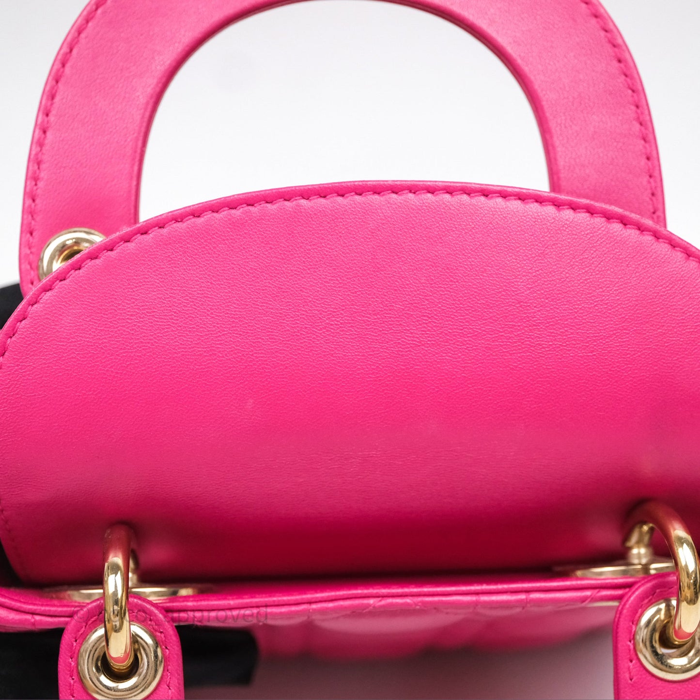 Christian Dior Mini Lady Dior Hot Pink Patent Gold Hardware