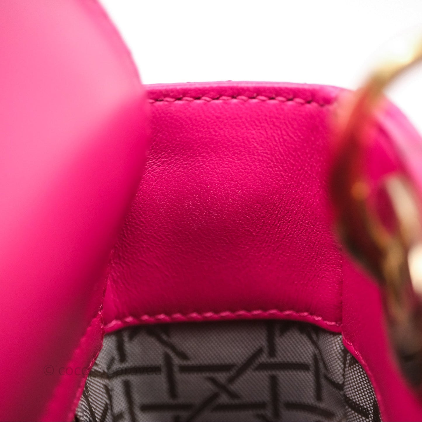 Christian Dior Mini Lady Dior Hot Pink Patent Gold Hardware