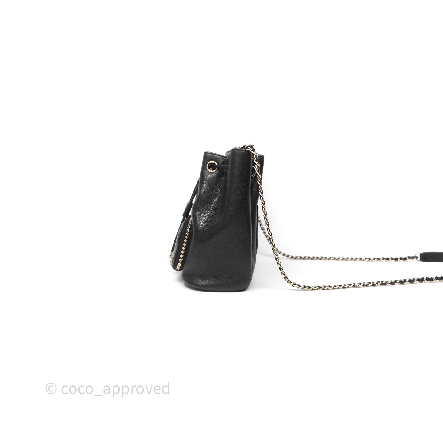 Chanel Caviar Quilted CC Pocket Bucket Bag Black Gold Hardware