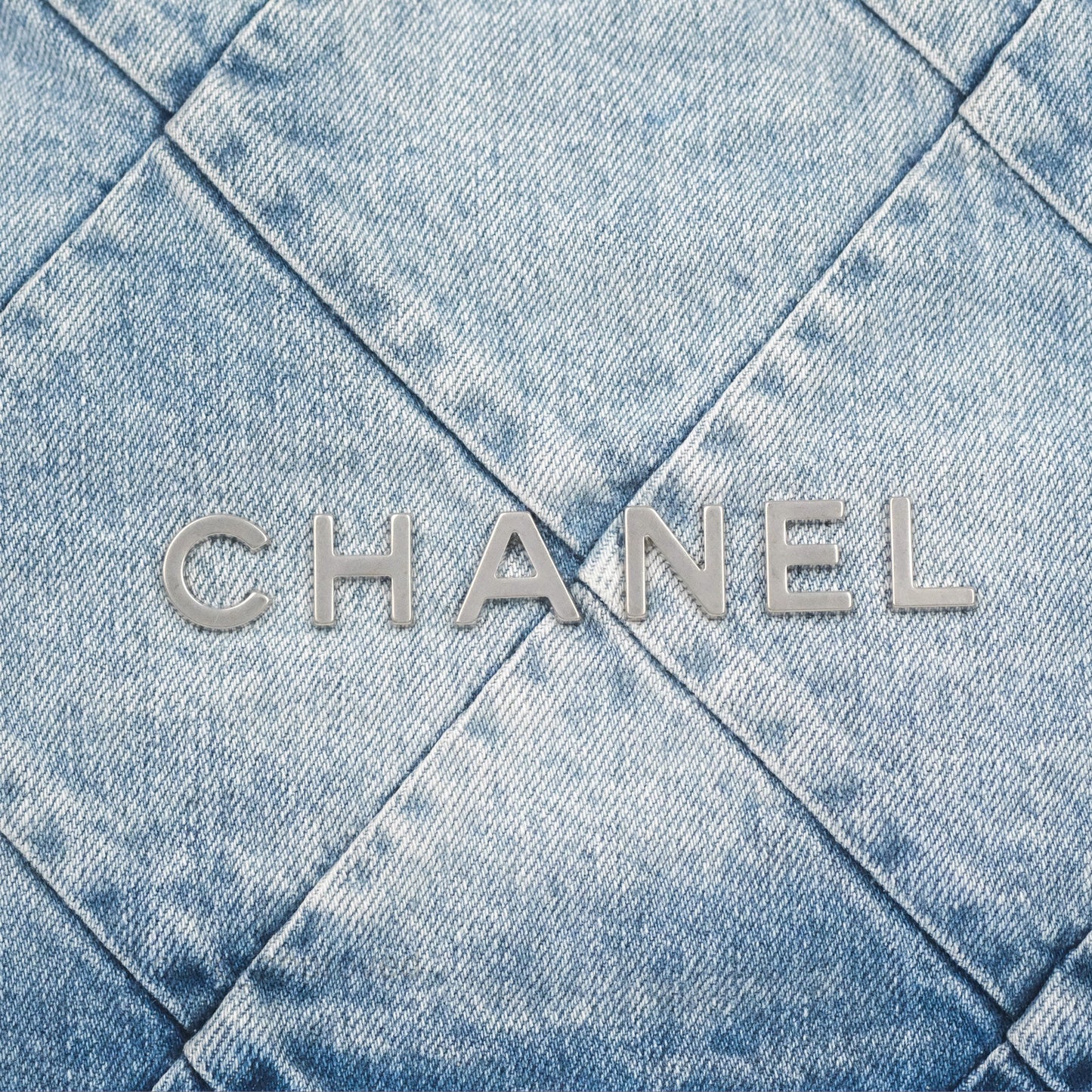 Chanel 22 Medium Washed Denim Aged Silver Hardware 23S