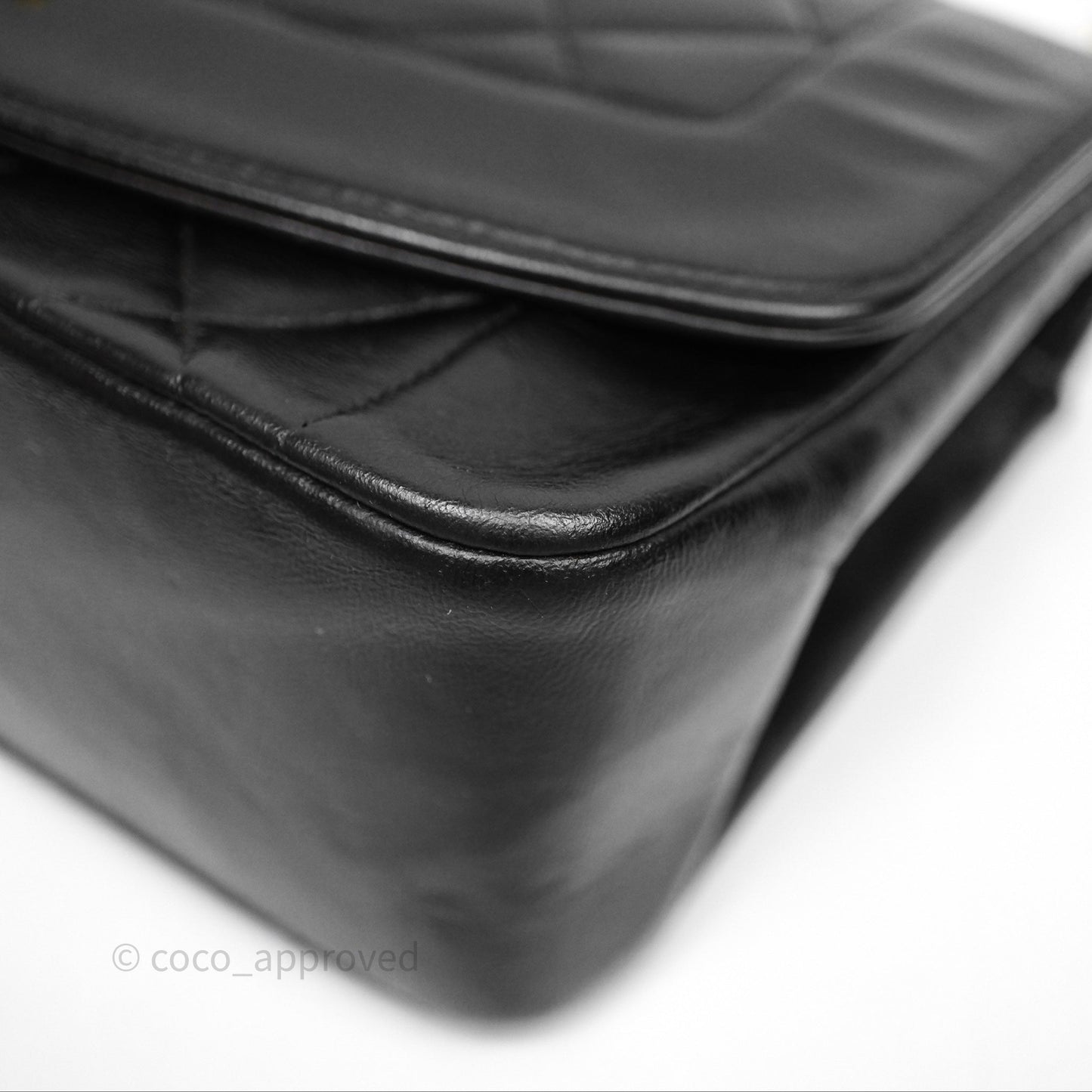 Chanel Vintage Small Diana Bag Quilted Black Lambskin 24K Gold Hardware