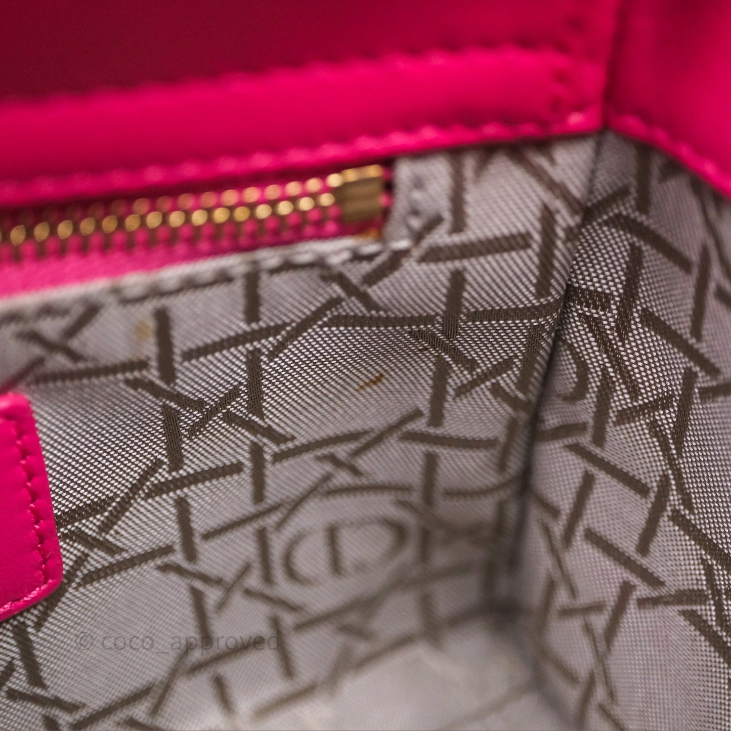 Christian Dior Mini Lady Dior Hot Pink Patent Gold Hardware