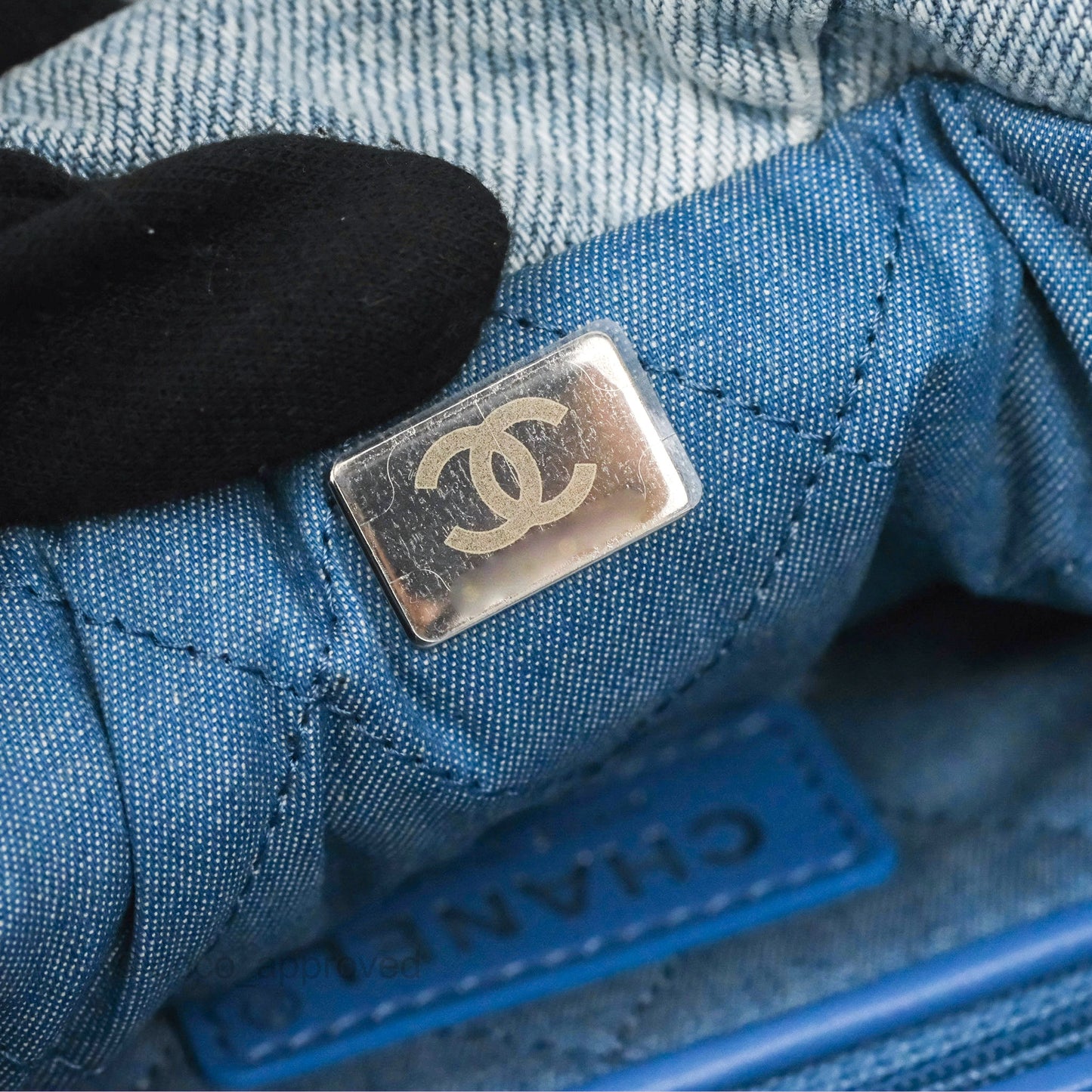 Chanel 22 Medium Washed Denim Aged Silver Hardware 23S