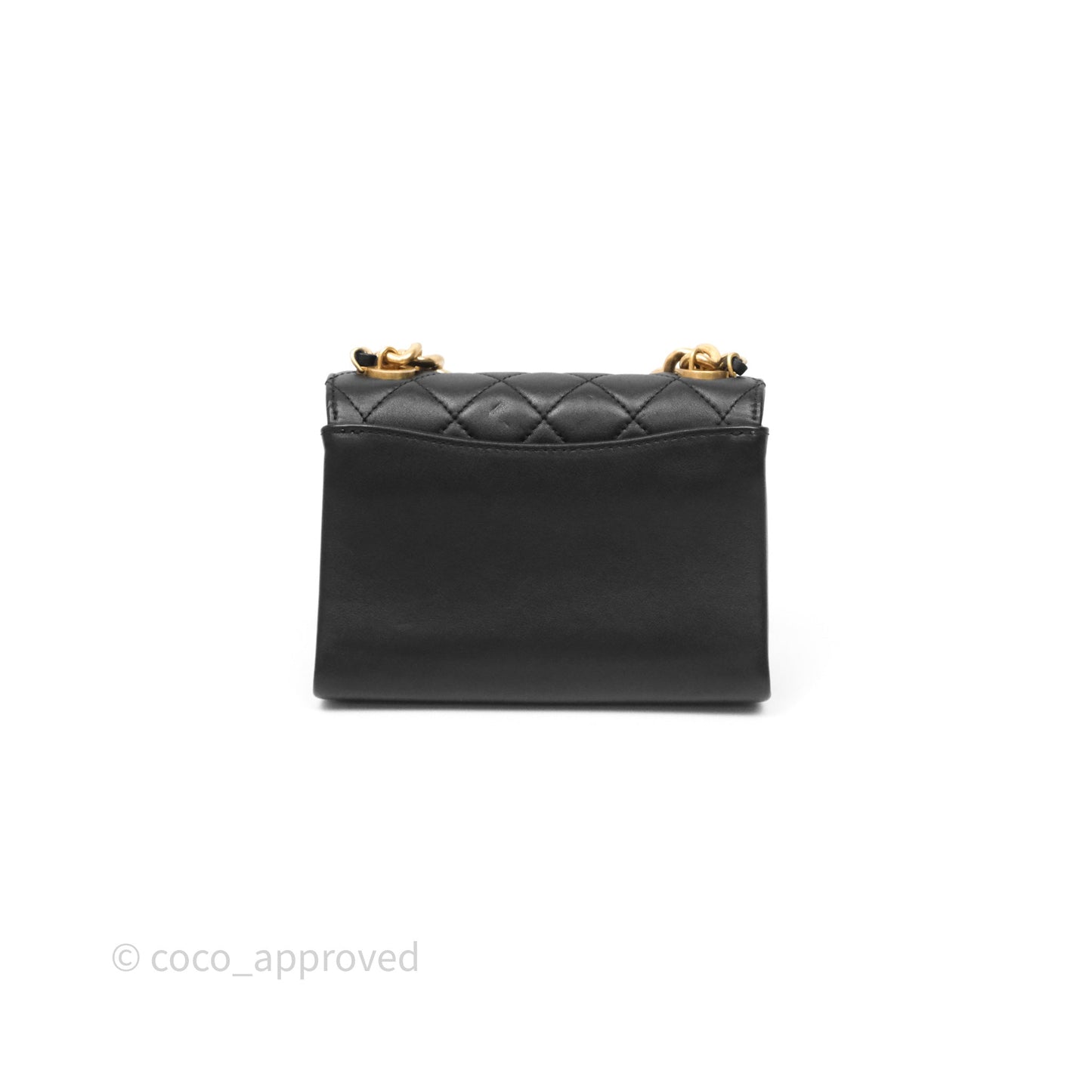 Chanel Pearl Chain Bag Black Calfskin Aged Gold Hardware