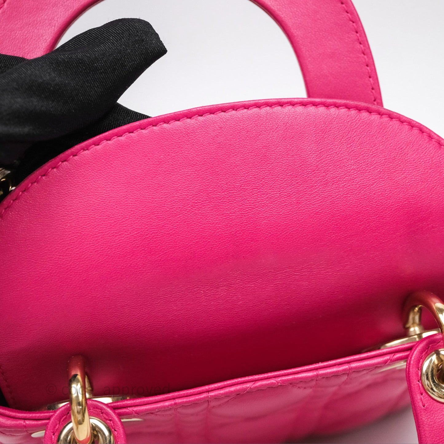 Christian Dior Mini Lady Dior Hot Pink Patent Gold Hardware