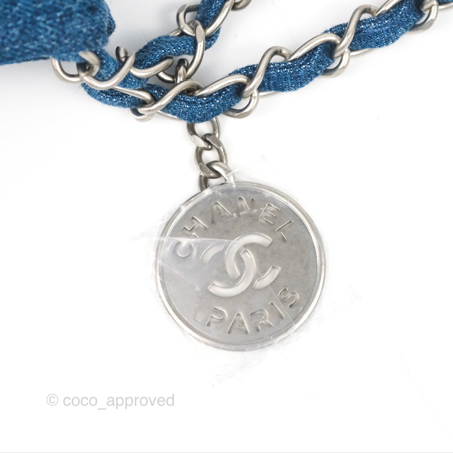 Chanel 22 Medium Washed Denim Aged Silver Hardware 23S