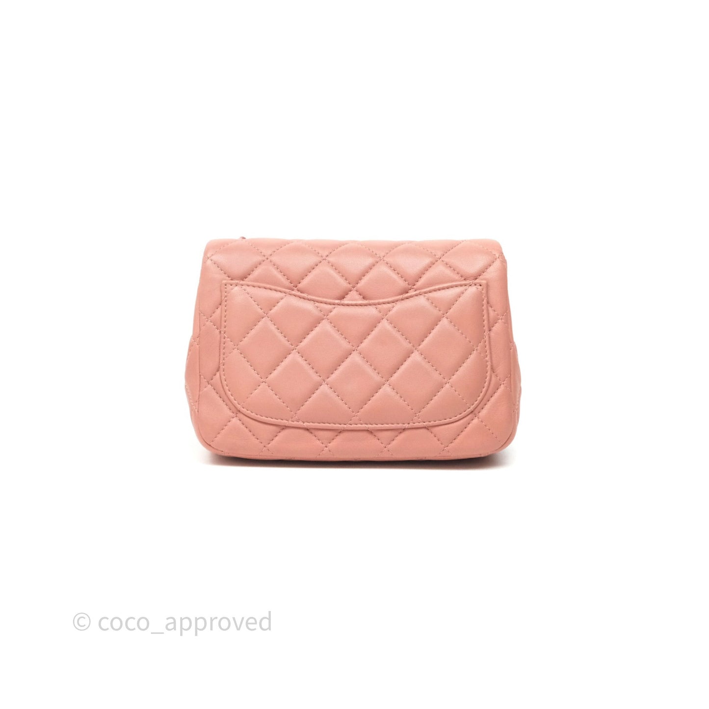 Chanel Pearl Crush Mini Square Quilted Pink Lambskin Aged Gold Hardware