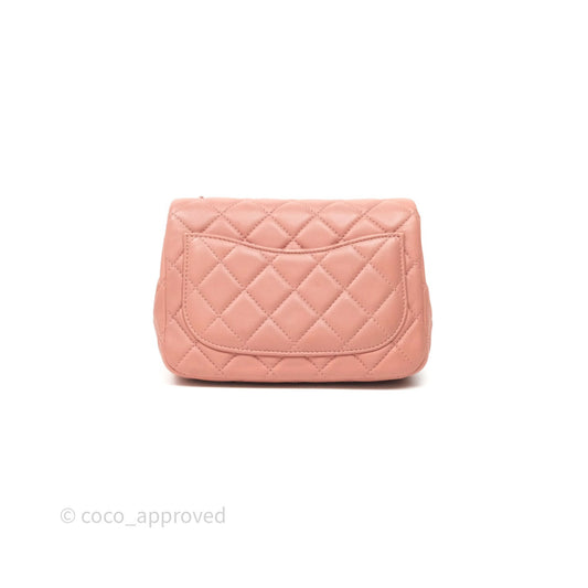 Chanel Pearl Crush Mini Square Quilted Pink Lambskin Aged Gold Hardware