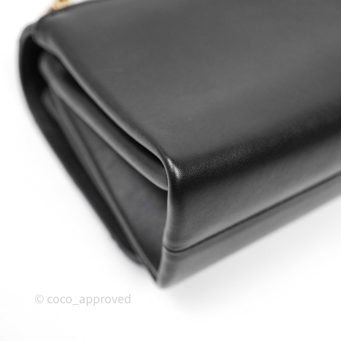 Chanel Pearl Chain Bag Black Calfskin Aged Gold Hardware