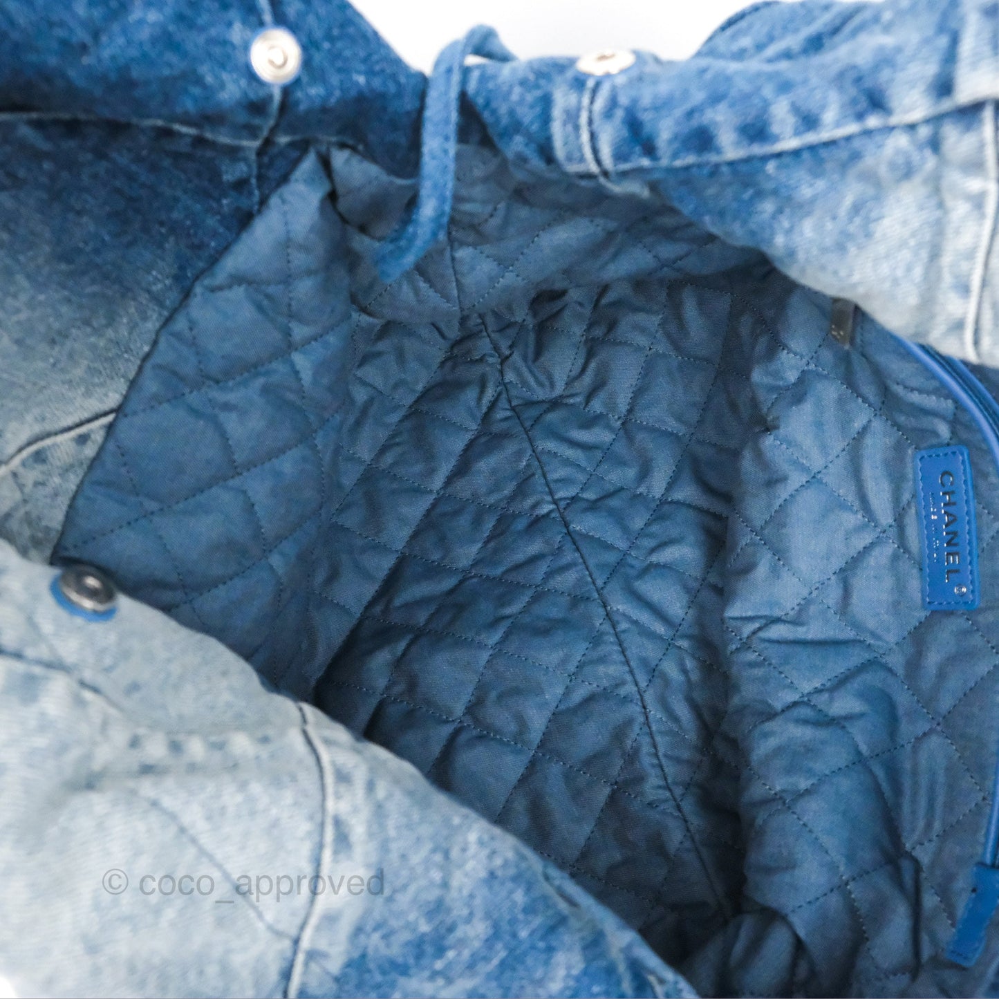 Chanel 22 Medium Washed Denim Aged Silver Hardware 23S