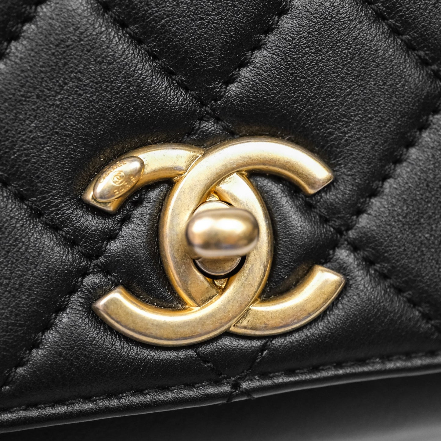 Chanel Pearl Chain Bag Black Calfskin Aged Gold Hardware