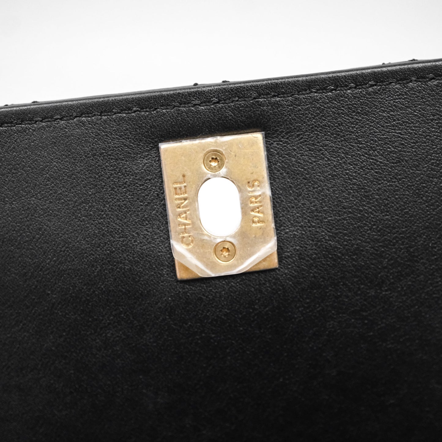 Chanel Pearl Chain Bag Black Calfskin Aged Gold Hardware