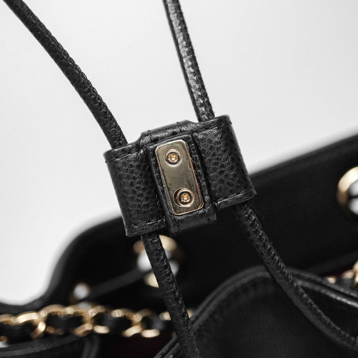 Chanel Caviar Quilted CC Pocket Bucket Bag Black Gold Hardware