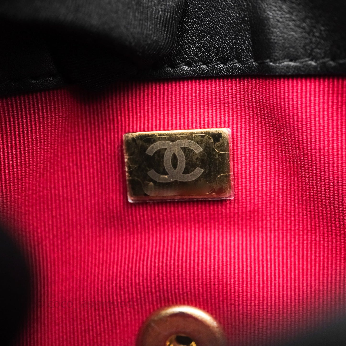 Chanel Pearl Chain Bag Black Calfskin Aged Gold Hardware