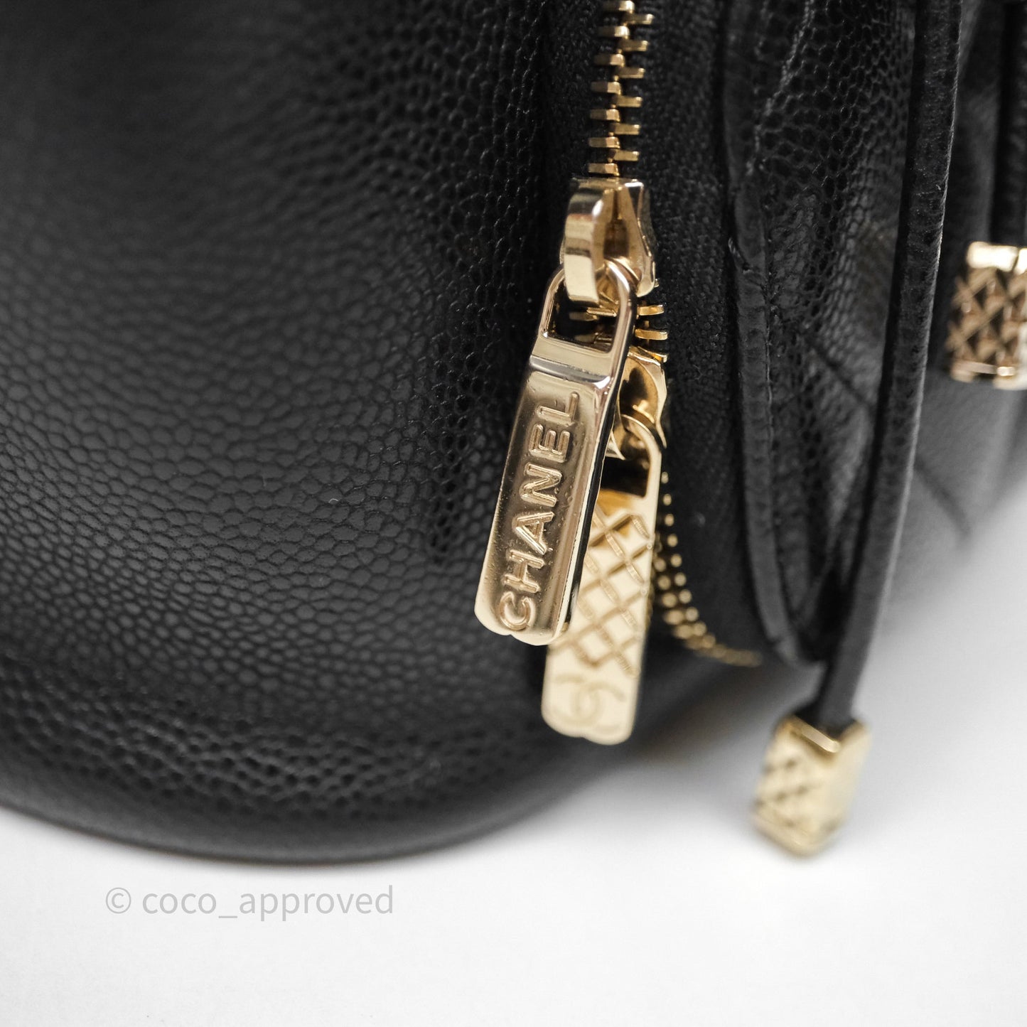Chanel Caviar Quilted CC Pocket Bucket Bag Black Gold Hardware