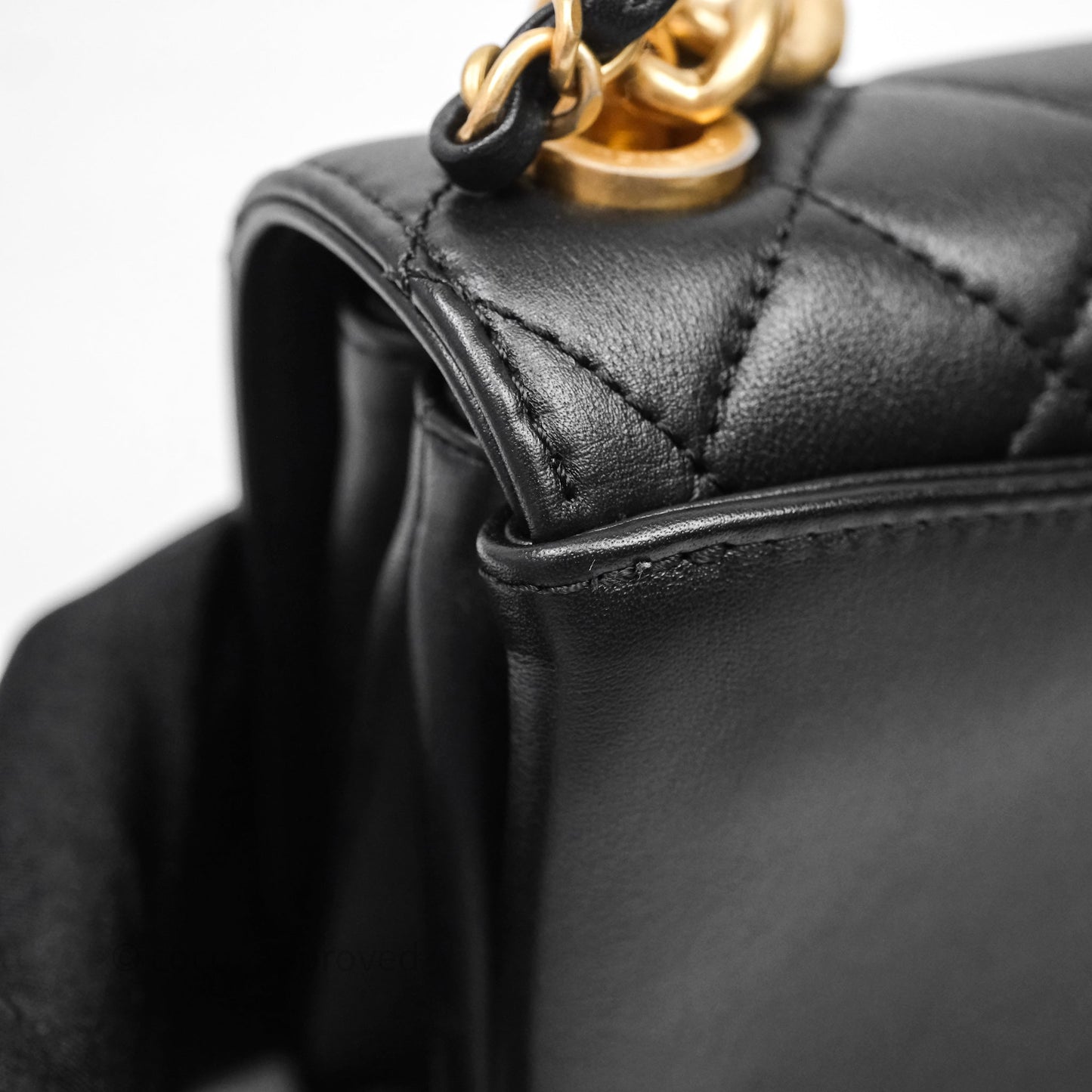 Chanel Pearl Chain Bag Black Calfskin Aged Gold Hardware