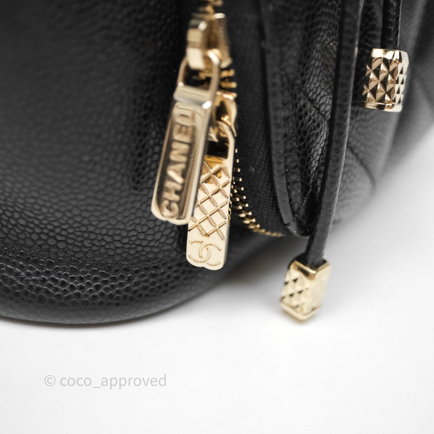 Chanel Caviar Quilted CC Pocket Bucket Bag Black Gold Hardware