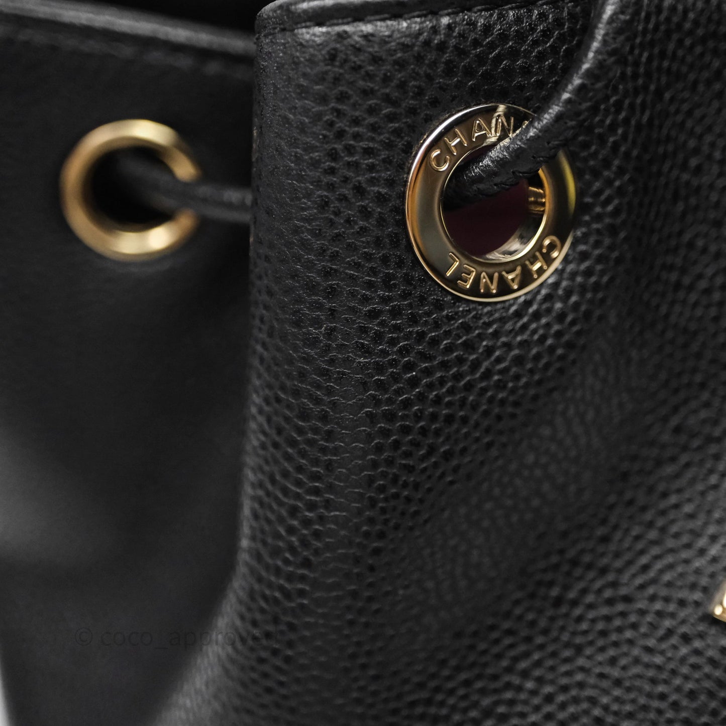 Chanel Caviar Quilted CC Pocket Bucket Bag Black Gold Hardware