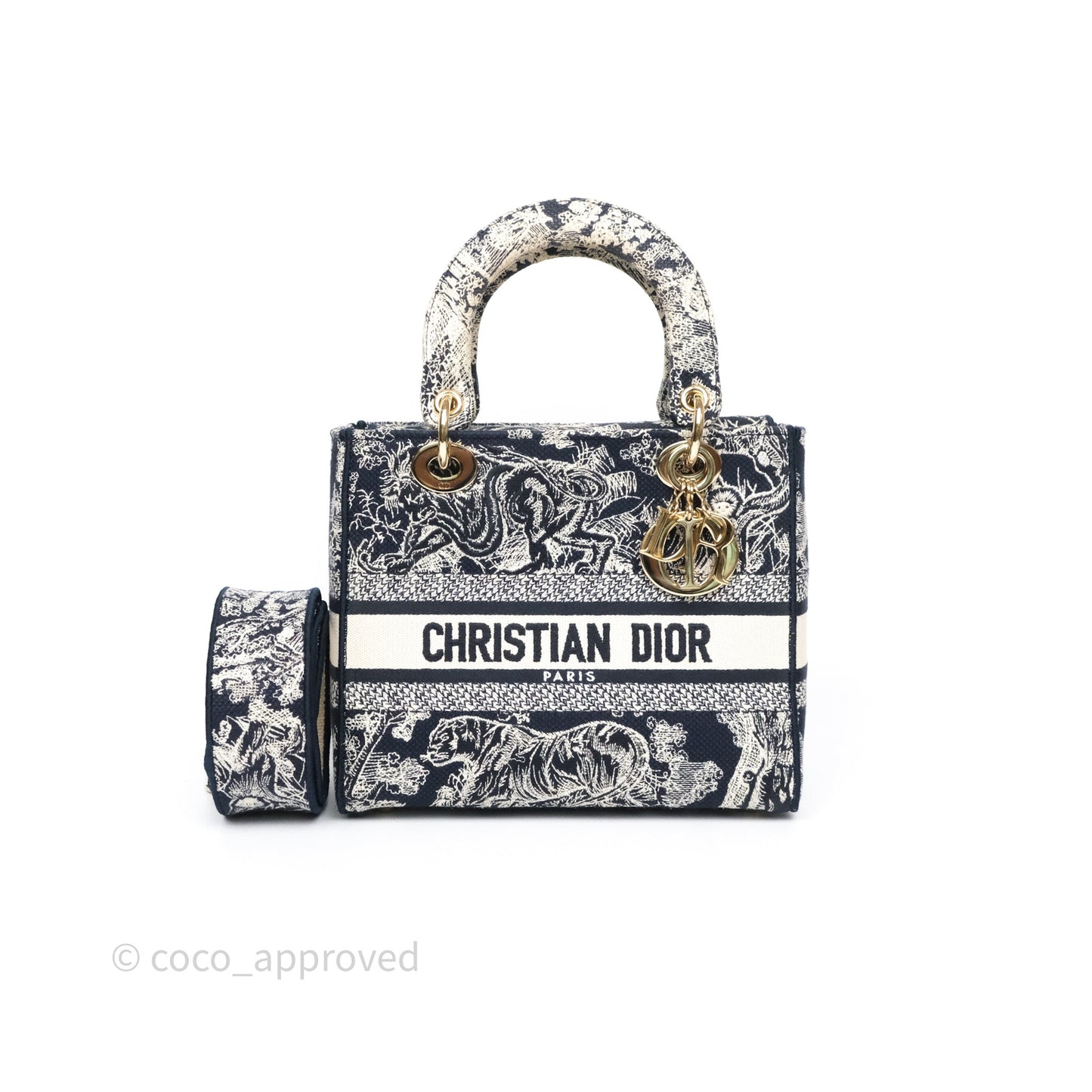 Christian Dior Medium Lady D-Lite Bag Blue Toile de Jouy Reverse Embroidery