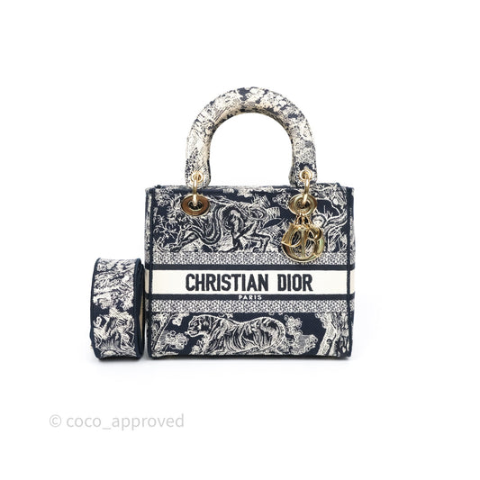 Christian Dior Medium Lady D-Lite Bag Blue Toile de Jouy Reverse Embroidery