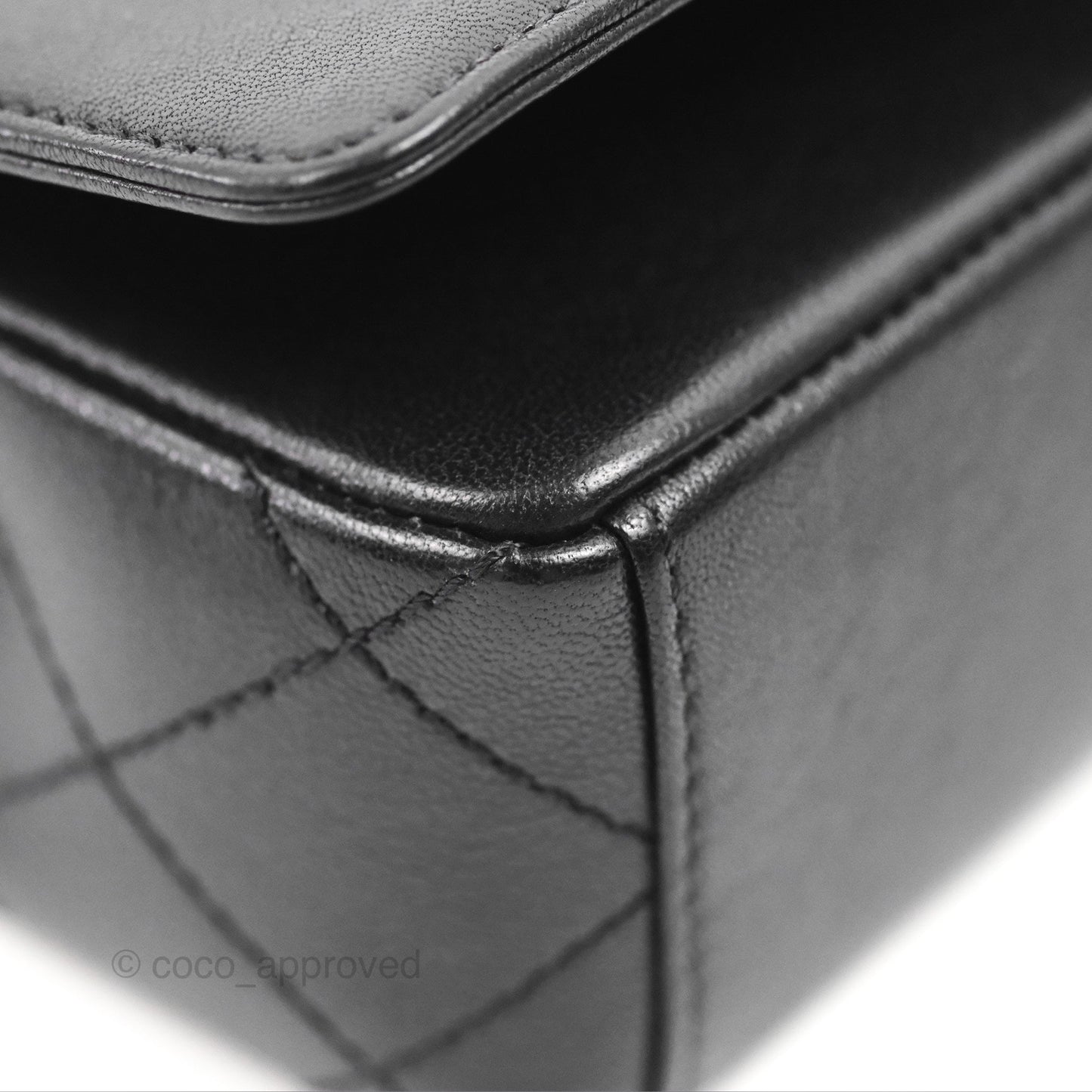 Chanel Mademoiselle Vintage Flap Bag Black Sheepskin Silver Hardware