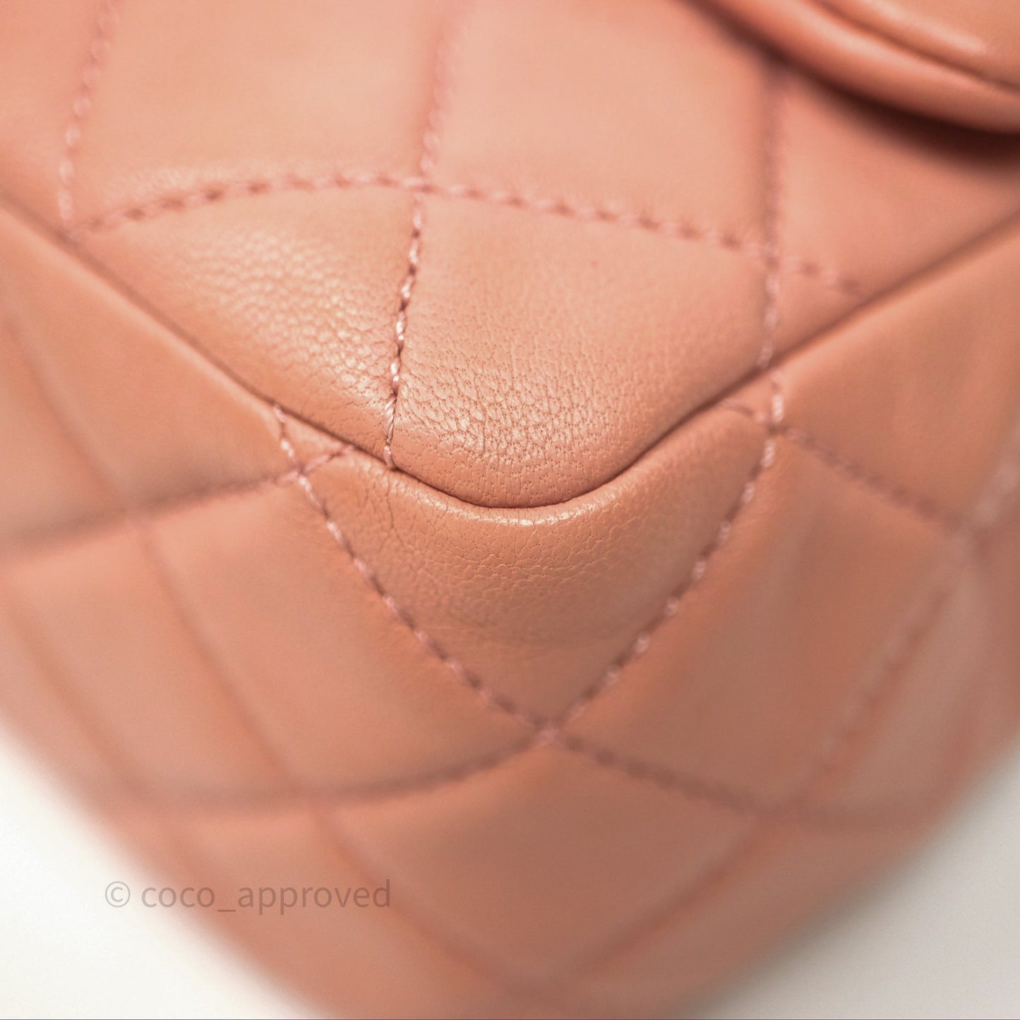 Chanel Pearl Crush Mini Square Quilted Pink Lambskin Aged Gold Hardware
