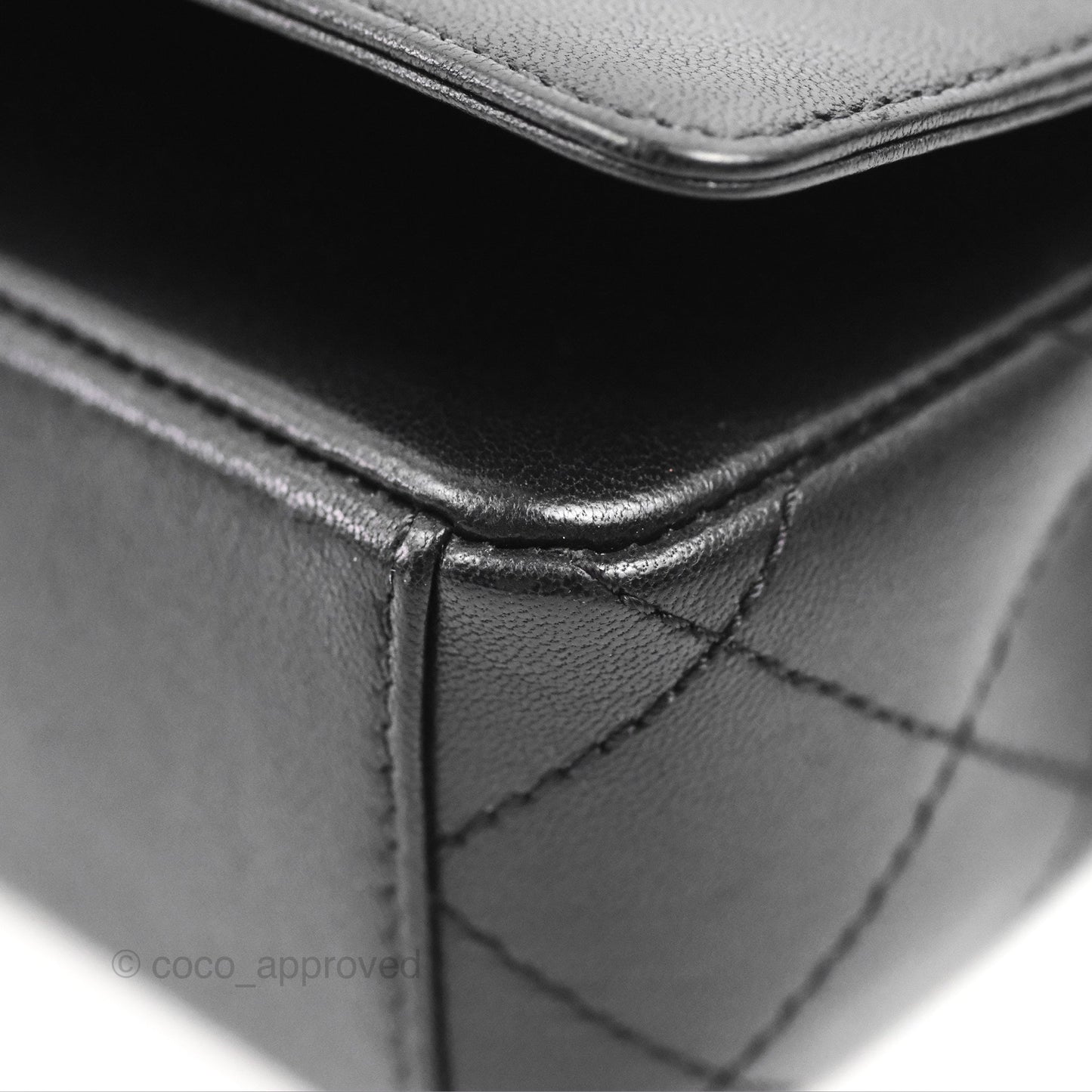 Chanel Mademoiselle Vintage Flap Bag Black Sheepskin Silver Hardware